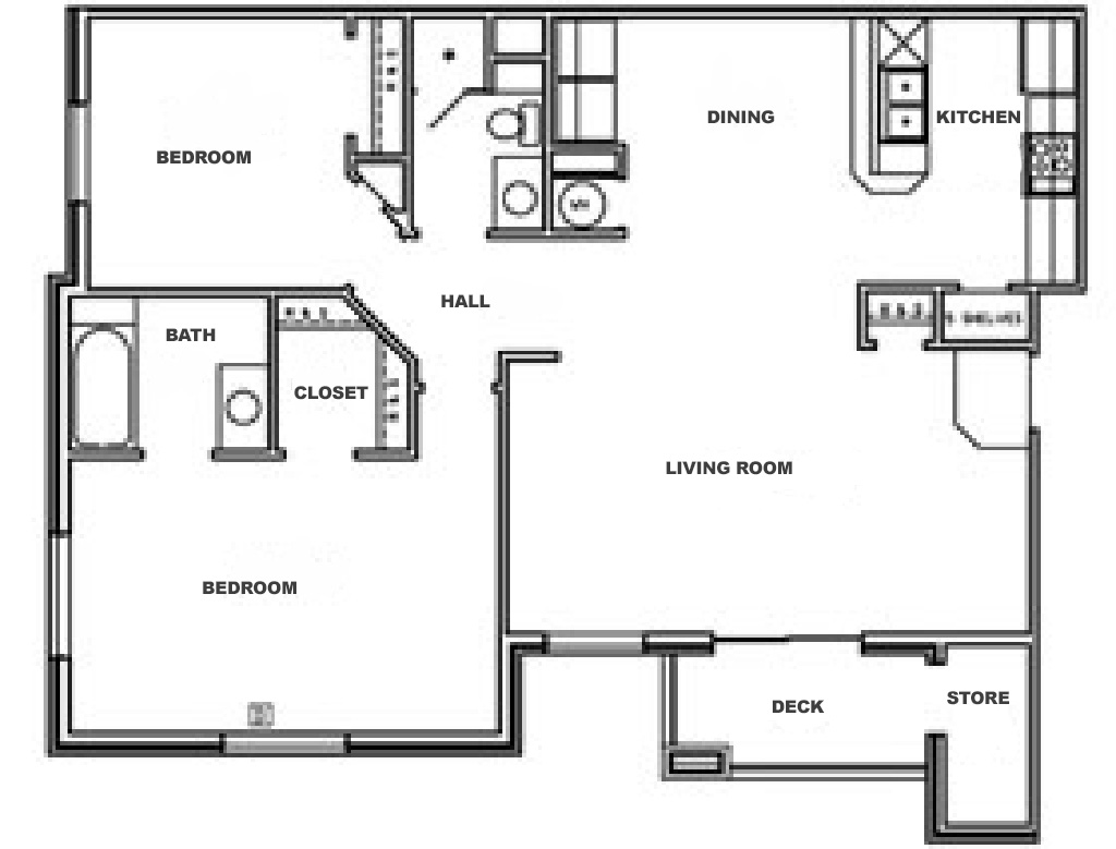 Floorplan for 2 Bed Unit
