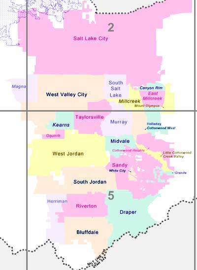 map of the cities within Salt Lake County Utah