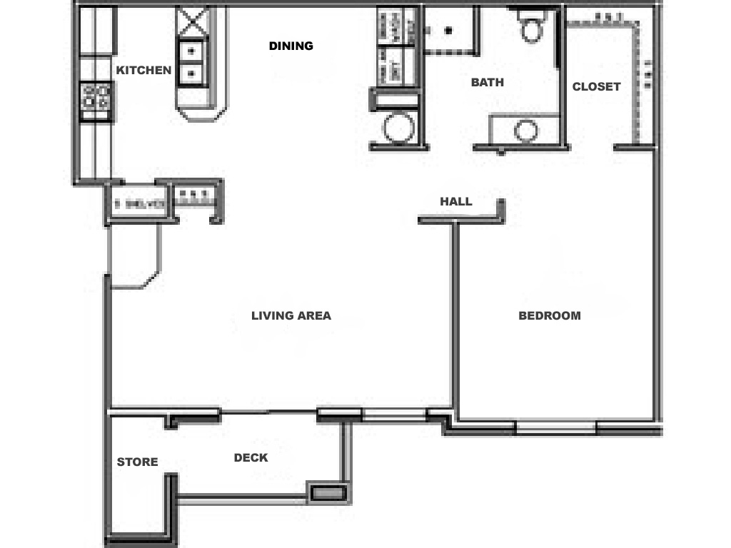 Floorplan for 1 Bed Unit