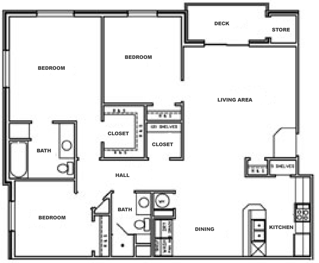 Floorplan for 3 Bed Unit